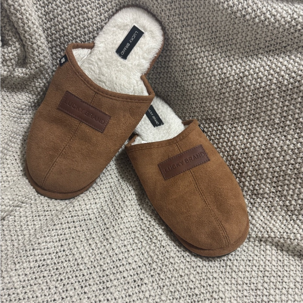 Lucky‎ Brand Micro-Suede Scuff Indoor Slippers, Plush Lining, Size M 9-10